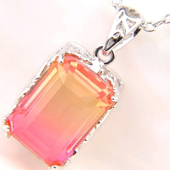 Bi-Color Tourmaline Gemstone 925 Sterling Silver Handmade Pendant Necklace - Picture 2 of 4